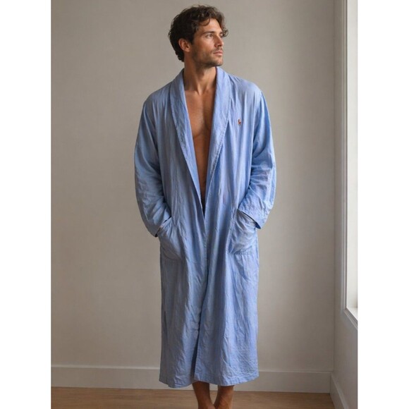 Polo by Ralph Lauren Other - Polo Ralph Lauren Blue Oversized Robe Lightweight Coat Open Front L/XL Unisex